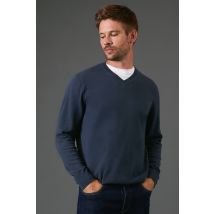 Burton Men Cotton Rich V Neck Jumper in blue | Size: Small