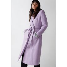 Warehouse Belted Double Breasted Italian Wool Jacket In Lilac