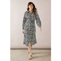 Wallis Zebra Print Belted Shirt Dress In Black