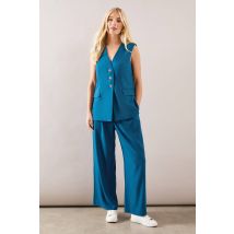 Wallis Petite Belt Loop Detail Wide Leg Trouser In Aqua