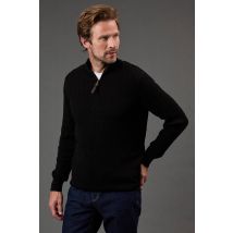 Debenhams Men Premium Pure Cotton Cable Half Zip Jumper in black | Size: large