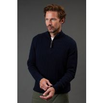 Debenhams Men Premium Pure Cotton Cable Half Zip Jumper in navy | Size: Small