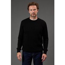 Debenhams Men Premium Pure Cotton Cable Crew Neck Jumper in black | Size: Small