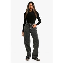 Womens Basic High Waist Boyfriend Jean - Washed Black - 6/30L
