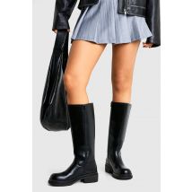 Womens Chunky Column Knee High Boots - Black - 6