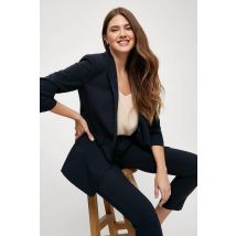 Womens Tall Navy Ruched Sleeve Blazer