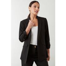 Womens Tall Black Ruched Sleeve Blazer