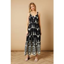 Oasis Mono Cutwork Floral Embroidered Strappy Midaxi Dress
