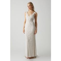 Coast Honoured Plunge Floral Vintage Embellished Wedding Dress In Ivory