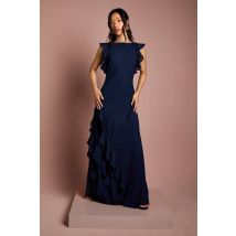 Coast Honoured Ruffle Georgette Maxi Bridesmaid Dress In Navy