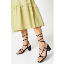 Womens Faith: Connie Spaghetti Strap Medium Block Heel Sandals - Black - 3