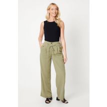 Womens Paperbag Elasticated Waist Trouser - Khaki - 6