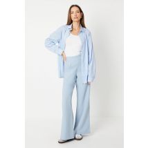 Womens High Waisted Wide Leg Welt Pocket Trouser - Blue - 10