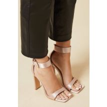 Womens Faith: Mary Buckle Satin High Heeled Sandals - Champagne - 3