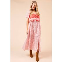 Dorothy Perkins Mix And Match Ruffle Bust Short Sleeve Midi Dress In Red