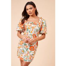 Womens Floral Frill Front Tie Back Mini Dress - 10