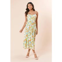 Womens Fruit Twist Detail Strappy Midi Dress - Tropical Orange - 8