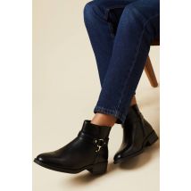 Womens Good For The Sole: Ainsley Harness Detail Low Heel Riding Ankle Boots - Black - 4