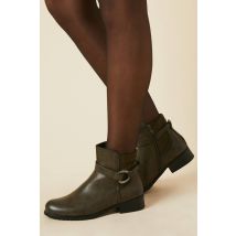 Womens Good For The Sole: Michie Back Stretch Trim Detail Low Heel Ankle Boots - Khaki - 5