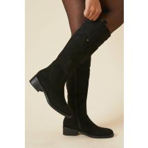 Womens Good For The Sole: Aliyah Faux Suede Tab Detail Low Heel Riding Knee Boot - Natural Black - 3
