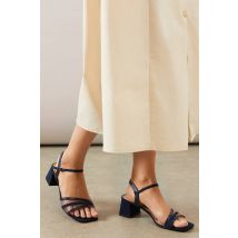 Womens Good For The Sole: Mireille Comfort Mesh Detail Mix Material Heeled Sandals - Navy - 5