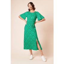 Dorothy Perkins Green Floral Angel Sleeve Jersey Midi Dress
