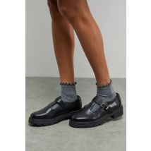 Womens Faith: Genevive T Bar Buckle Detail Chunky Shoes - Black - 8