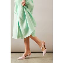 Wallis Wide Fit Evelyn Asymmetric Slingback Kitten Heel Court Shoes In Blush