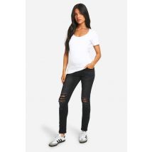 Womens Maternity Over The Bump Rip Skinny Jeans