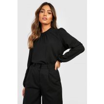 Womens Frill Neck Long Sleeve Woven Blouse