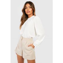 Womens Frill Neck Long Sleeve Woven Blouse