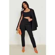 Womens High Waist Tapered Tailored Suit Trousers - Black - 6