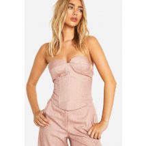 Womens Premium Pinstripe Sweetheart Corset - Rose - 14