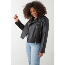 Dorothy Perkins Women's Curve Faux Leather Biker Jacket in Black | Size: 28
