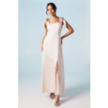 Oasis Women's Satin Tie Shoulder Midi Bridesmaid Dress in Blush | Size: 16