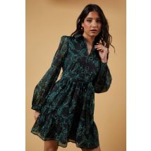 Oasis Women's Organza Collared Mini Dress in Teal | Size: 10