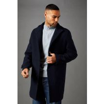 Burton Men's Navy Signature Funnel Neck Wool Blend Coat | Size: Small