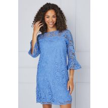 Womens Lace Ruffle Sleeve Shift Dress
