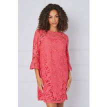 Womens Lace Ruffle Sleeve Shift Dress