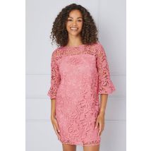 Womens Petite Ruffle Sleeve Shift Dress