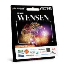 Wonderbox Kaart Beste wensen - Cadeaukaart - Saldo tussen € 10 tot € 150 Om te ruilen voor cadeaukaarten met keuze uit meer dan 70 ketens binnen mode,