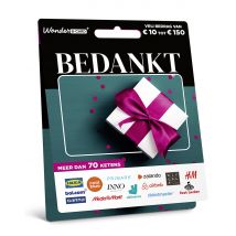 Wonderbox Kaart Bedankt - Cadeaukaart - Saldo tussen € 10 tot € 150 Om te ruilen voor cadeaukaarten met keuze uit meer dan 70 ketens binnen mode, home