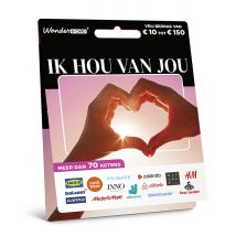 Wonderbox Kaart Ik hou van jou - Cadeaukaart - Saldo tussen € 10 tot € 150 Om te ruilen voor cadeaukaarten met keuze uit meer dan 70 ketens binnen 