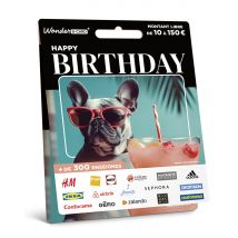 Carte Cadeau Multi Enseignes - Carte Happy Birthday - De 10€ à 150€ - Valable dans + de 300 enseignes