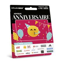 Carte Cadeau Multi Enseignes - Carte Anniversaire Smiley - De 10€ à 150€ - Valable dans + de 300 enseignes