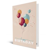 Carte Cadeau Multi Enseignes - Carte de vœux 2 en 1 Happy Birthday Ballons - De 10€ à 150€ - Valable dans + de 300 enseignes