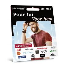 Wonderbox Kaart Voor hem - Cadeaukaart - Saldo tussen € 10 en € 150 Om te ruilen voor cadeaukaarten van Zalando, IKEA, MediaMarkt, Ticketmaster,