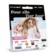 Wonderbox Kaart Voor haar - Cadeaukaart - Saldo tussen € 10 tot € 150 Om te ruilen voor cadeaukaarten van Zalando, Bol, MediaMarkt, Primark, H&M, INNO