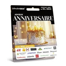 Carte Cadeau Multi Enseignes - Carte Anniversaire Gâteau Doré - De 10€ à 150€ - Idée cadeau anniversaire, La carte cadeau anniversaire
