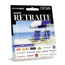 Carte Cadeau Multi Enseignes - Carte Bonne retraite - De 10€ à 150€ - Valable dans + de 300 enseignes